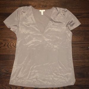 Taupe V neck T shirt